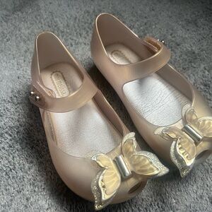 Mini Melissa Mary Jane Dress Shoes with Gold Butterfly size 8 toddler